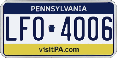 PA license plate LFO4006