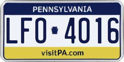 PA license plate LFO4016