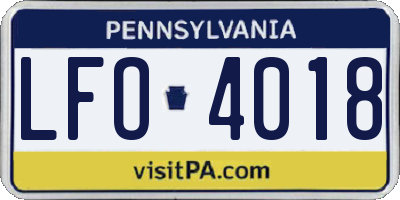 PA license plate LFO4018