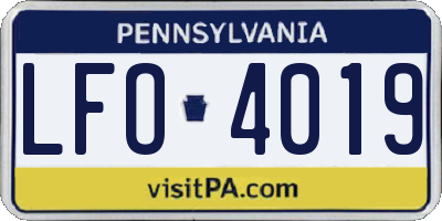 PA license plate LFO4019