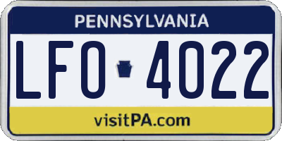 PA license plate LFO4022