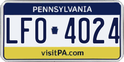 PA license plate LFO4024