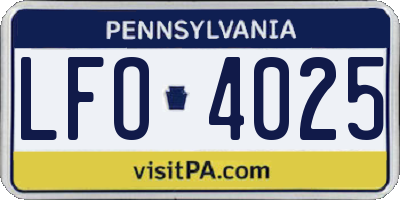 PA license plate LFO4025