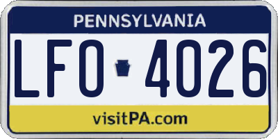 PA license plate LFO4026