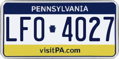 PA license plate LFO4027