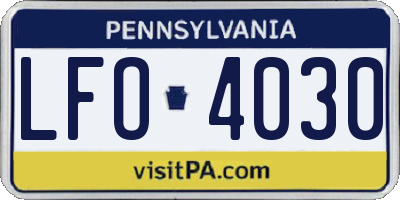 PA license plate LFO4030