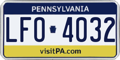 PA license plate LFO4032