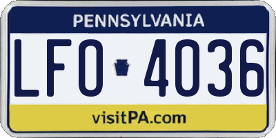 PA license plate LFO4036