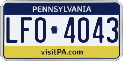 PA license plate LFO4043