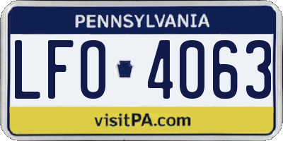 PA license plate LFO4063