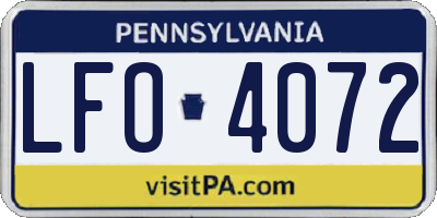 PA license plate LFO4072