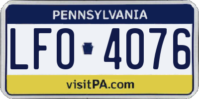 PA license plate LFO4076
