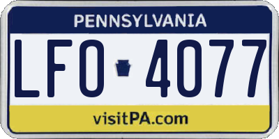 PA license plate LFO4077