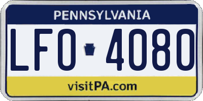 PA license plate LFO4080