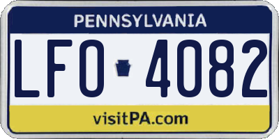 PA license plate LFO4082