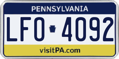 PA license plate LFO4092