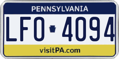 PA license plate LFO4094