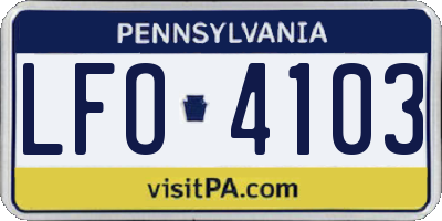 PA license plate LFO4103