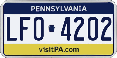 PA license plate LFO4202
