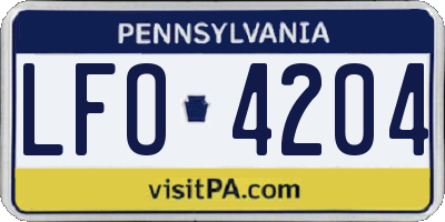 PA license plate LFO4204
