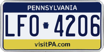 PA license plate LFO4206