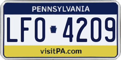 PA license plate LFO4209