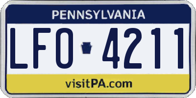 PA license plate LFO4211