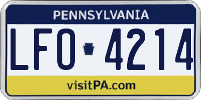 PA license plate LFO4214