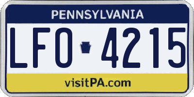 PA license plate LFO4215