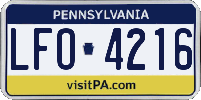PA license plate LFO4216