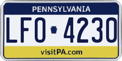 PA license plate LFO4230