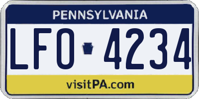 PA license plate LFO4234