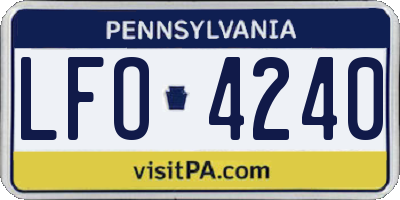 PA license plate LFO4240