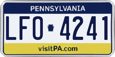PA license plate LFO4241