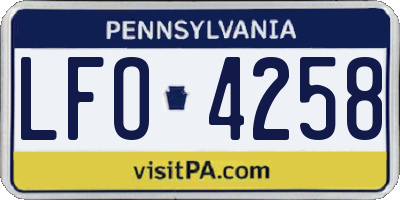 PA license plate LFO4258