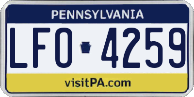 PA license plate LFO4259
