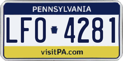 PA license plate LFO4281