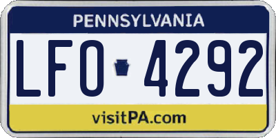 PA license plate LFO4292