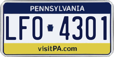 PA license plate LFO4301