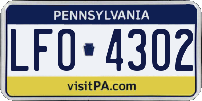 PA license plate LFO4302
