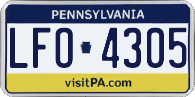 PA license plate LFO4305