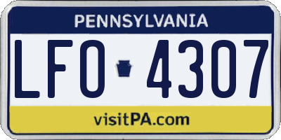 PA license plate LFO4307