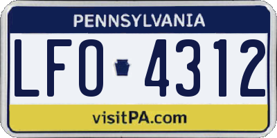 PA license plate LFO4312