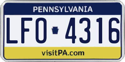 PA license plate LFO4316