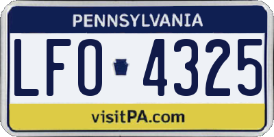 PA license plate LFO4325