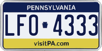 PA license plate LFO4333