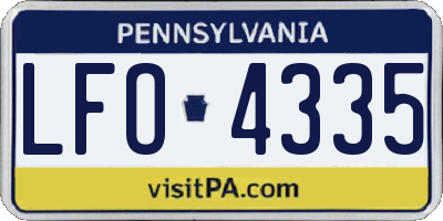 PA license plate LFO4335