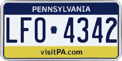 PA license plate LFO4342