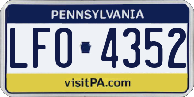 PA license plate LFO4352