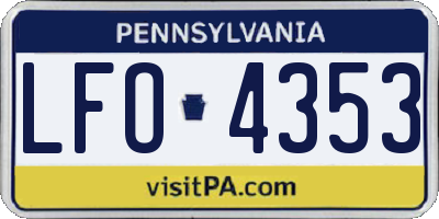PA license plate LFO4353